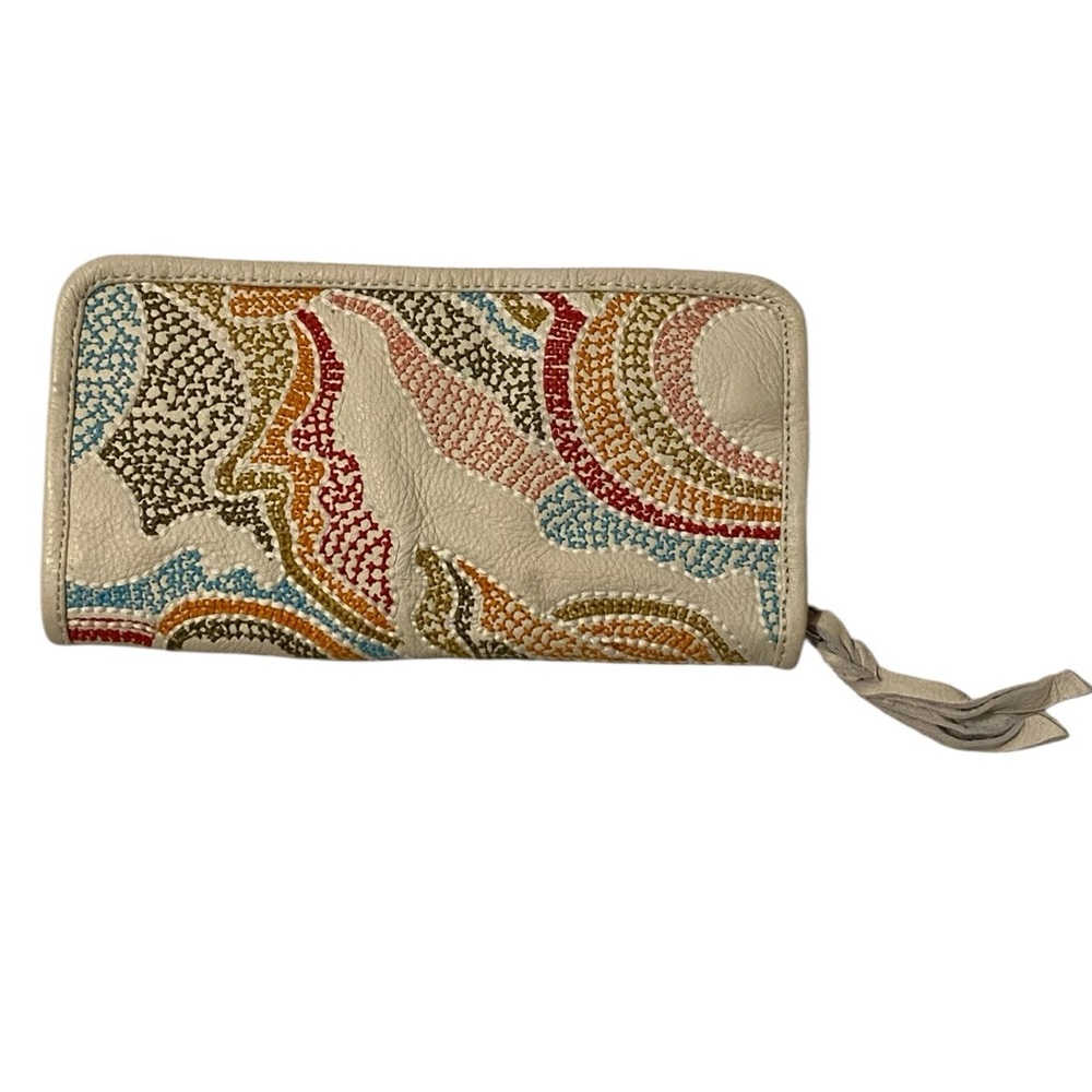 Free People Leather Embroidered Spellbound Wallet.Like New! Size 8 1/4” x 4 1/2” - Picture 3 of 12